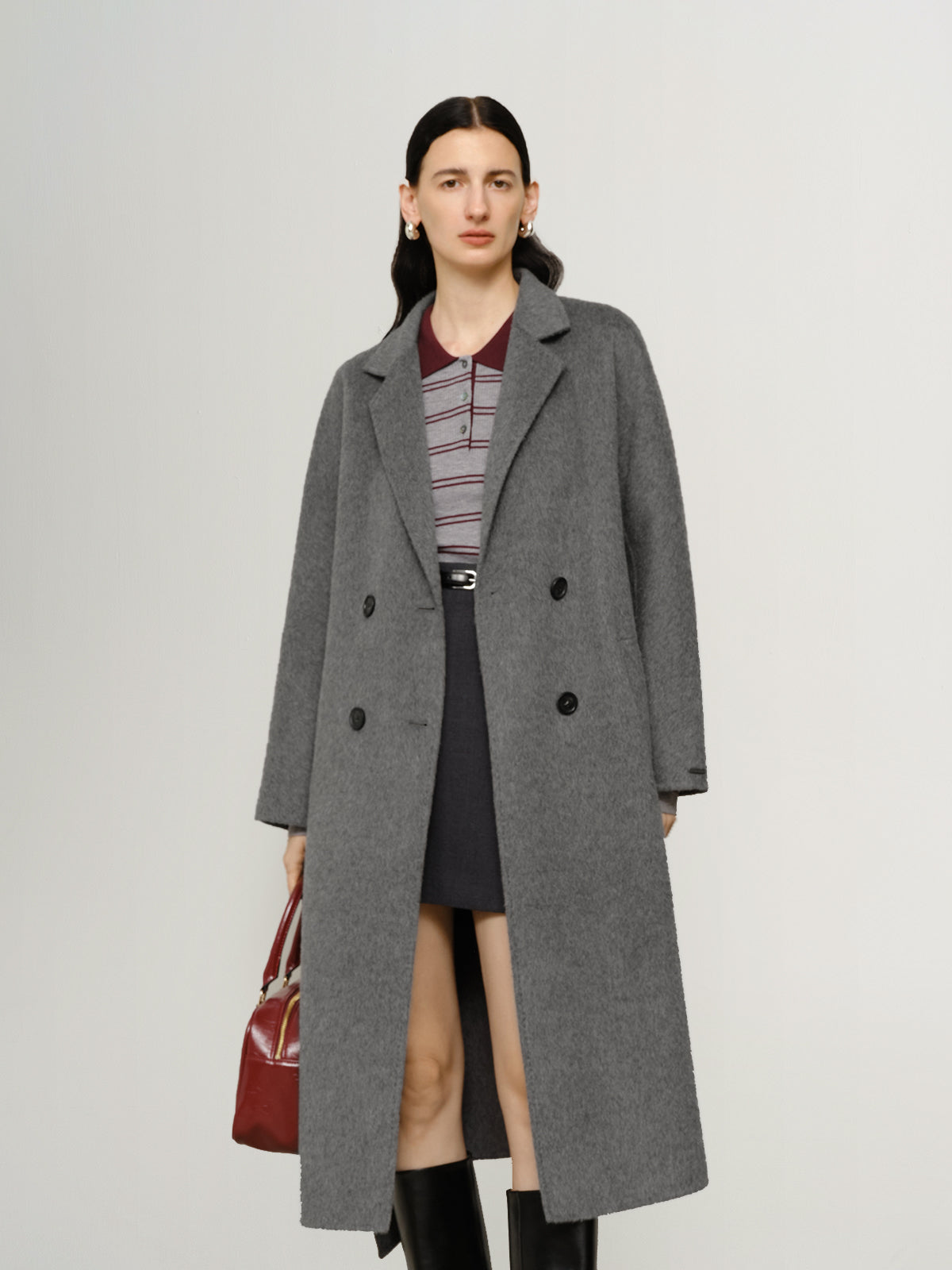 Wool-Camel Double-Breasted Coat