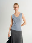 Blue Sleeveless Knit Top
