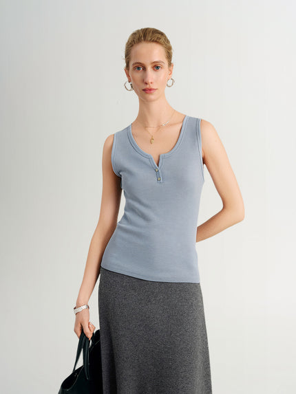 Blue Sleeveless Knit Top