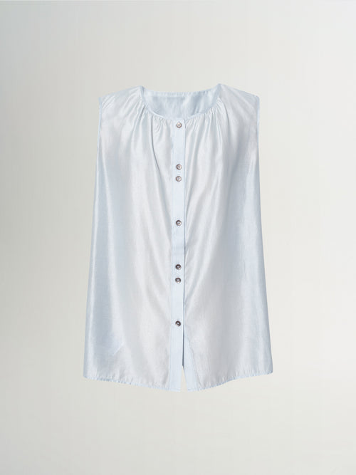 Load image 1 in gallery view. Acetate Sleeveless Top Adjustable Back Button