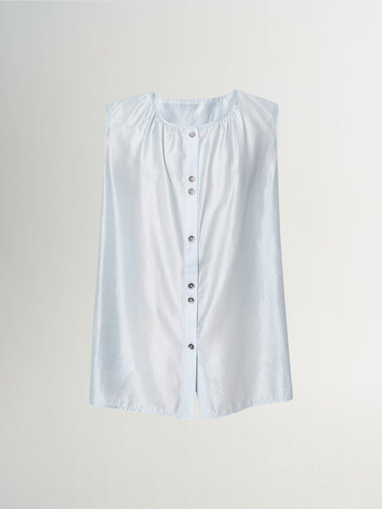 Acetate Sleeveless Top Adjustable Back Button