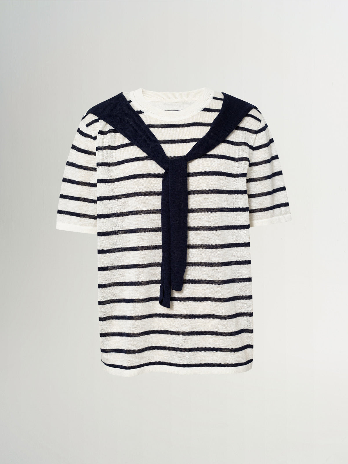 Striped Short-Sleeve Casual Knit Top