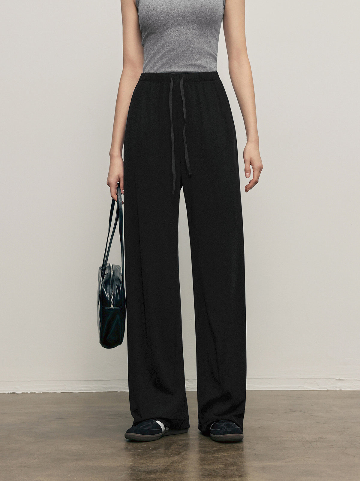 Acetate-Smooth Straight-Leg Pants