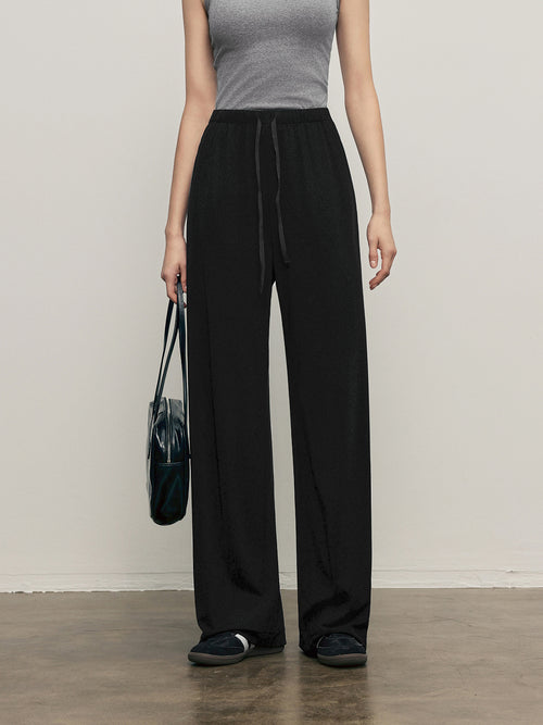 Load image 1 in gallery view. Acetate-Smooth Straight-Leg Pants