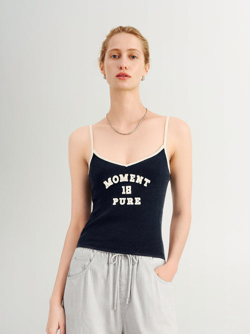 Load image 1 in gallery view. Logo Black-and-White Contrast Camisole