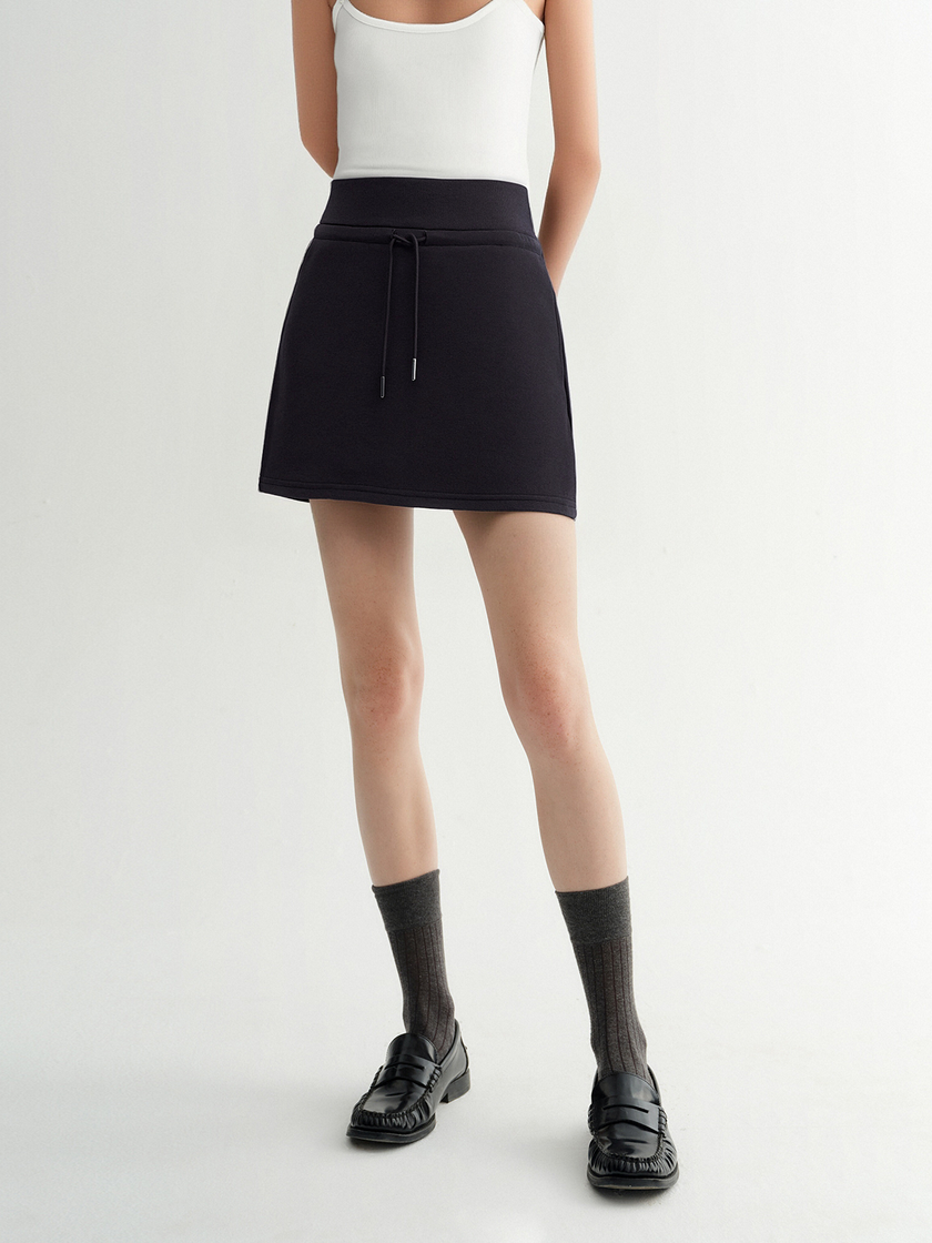 Cotton Blend A-Line Mini Skirt