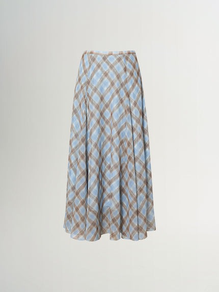 Checked A-Line Maxi Skirt