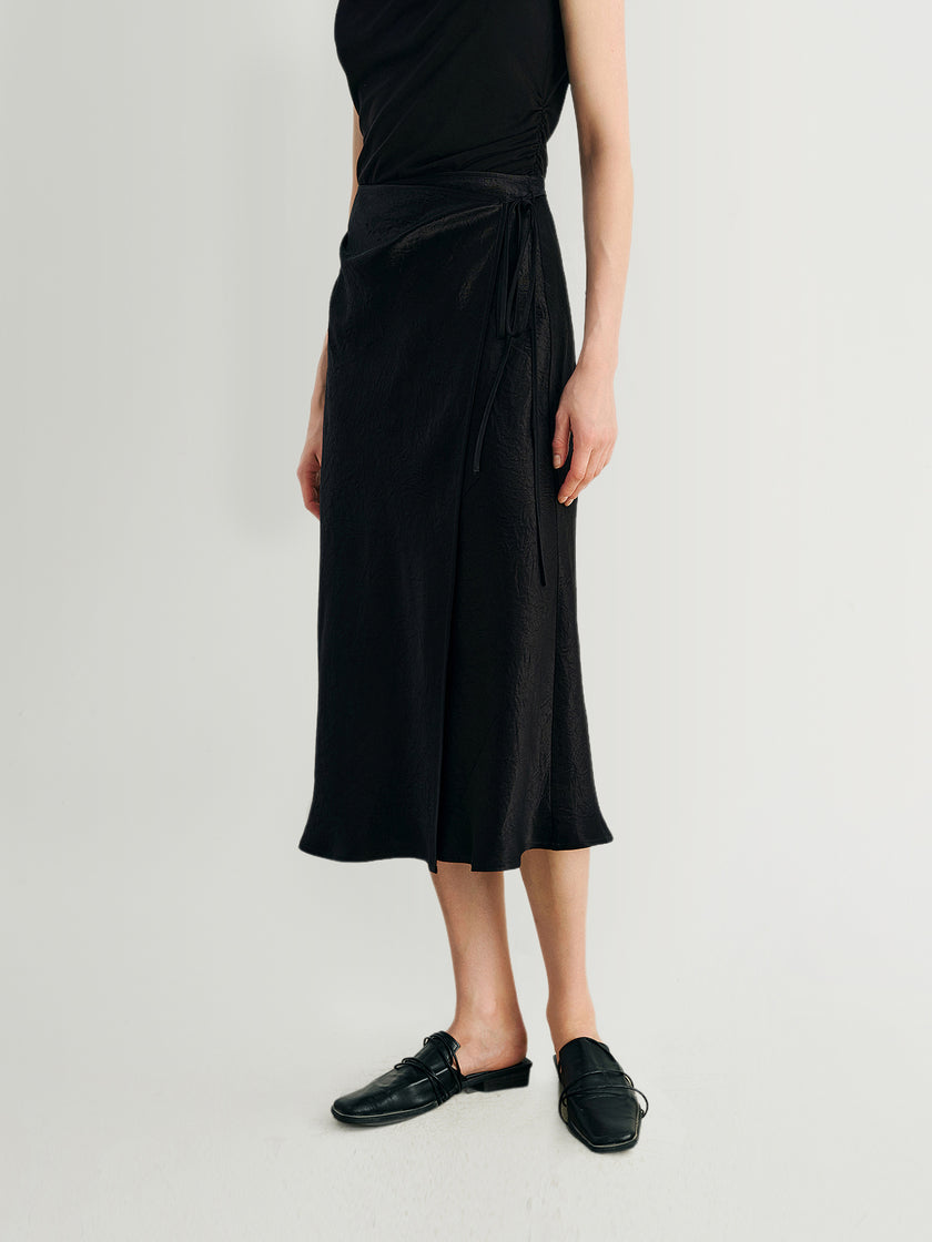 Acetate Sarong Midi Skirt