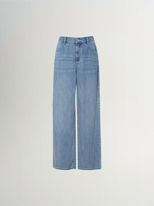 Load image 1 in gallery view. Tencel-Linen Blend Semi-Elastic Waist Pants