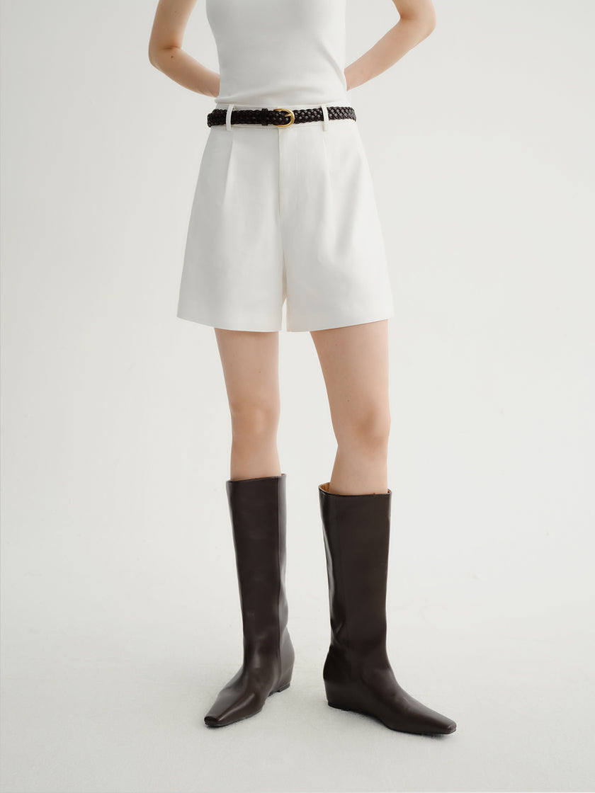 White Straight Shorts