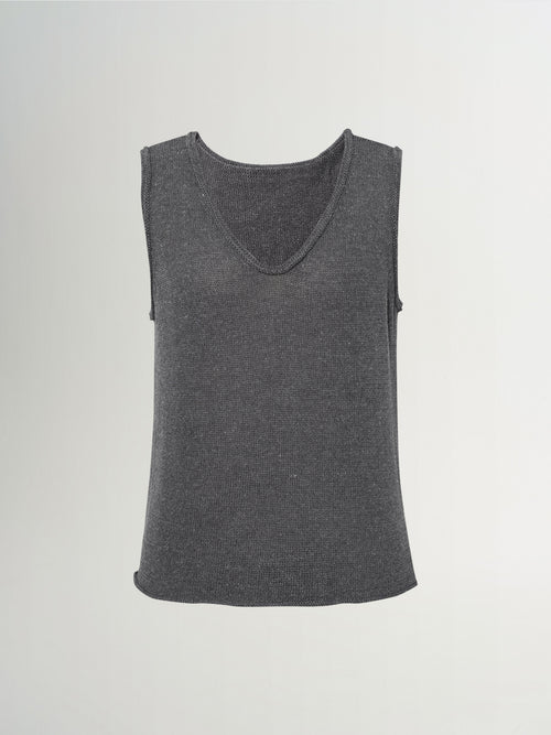Load image 1 in gallery view. Linen-Tencel V-Neck Top