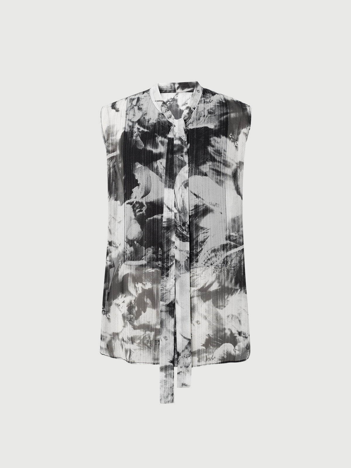 Sleeveless Tie-Neck Fluid Blouse