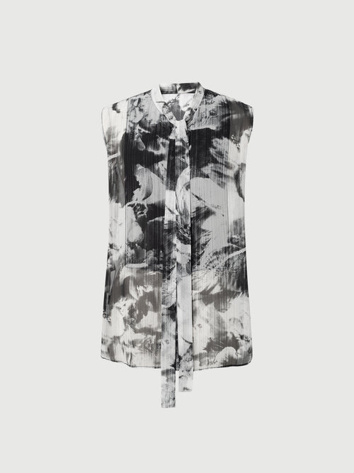 Load image 1 in gallery view. Sleeveless Tie-Neck Fluid Blouse