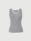 Women's Gray Round Neck Sleeveless Vest Top 5F6801392X