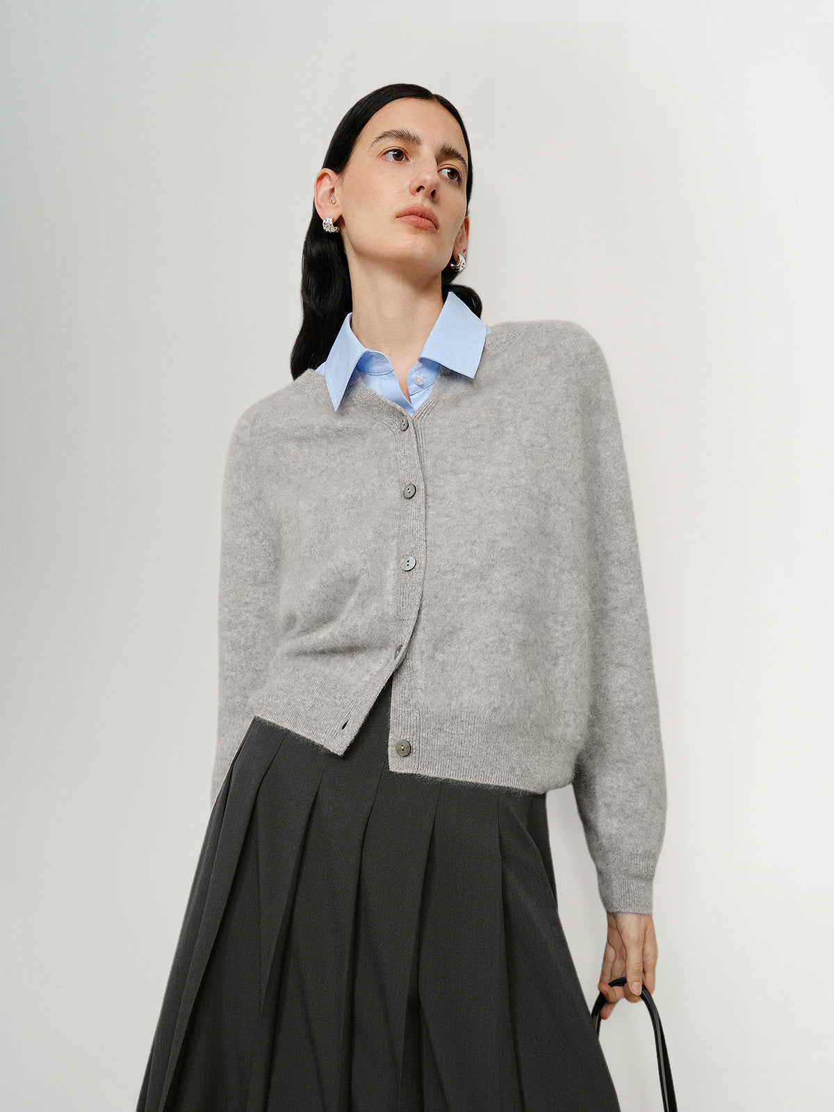 Pure Cashmere Structured-Shoulder Cardigan