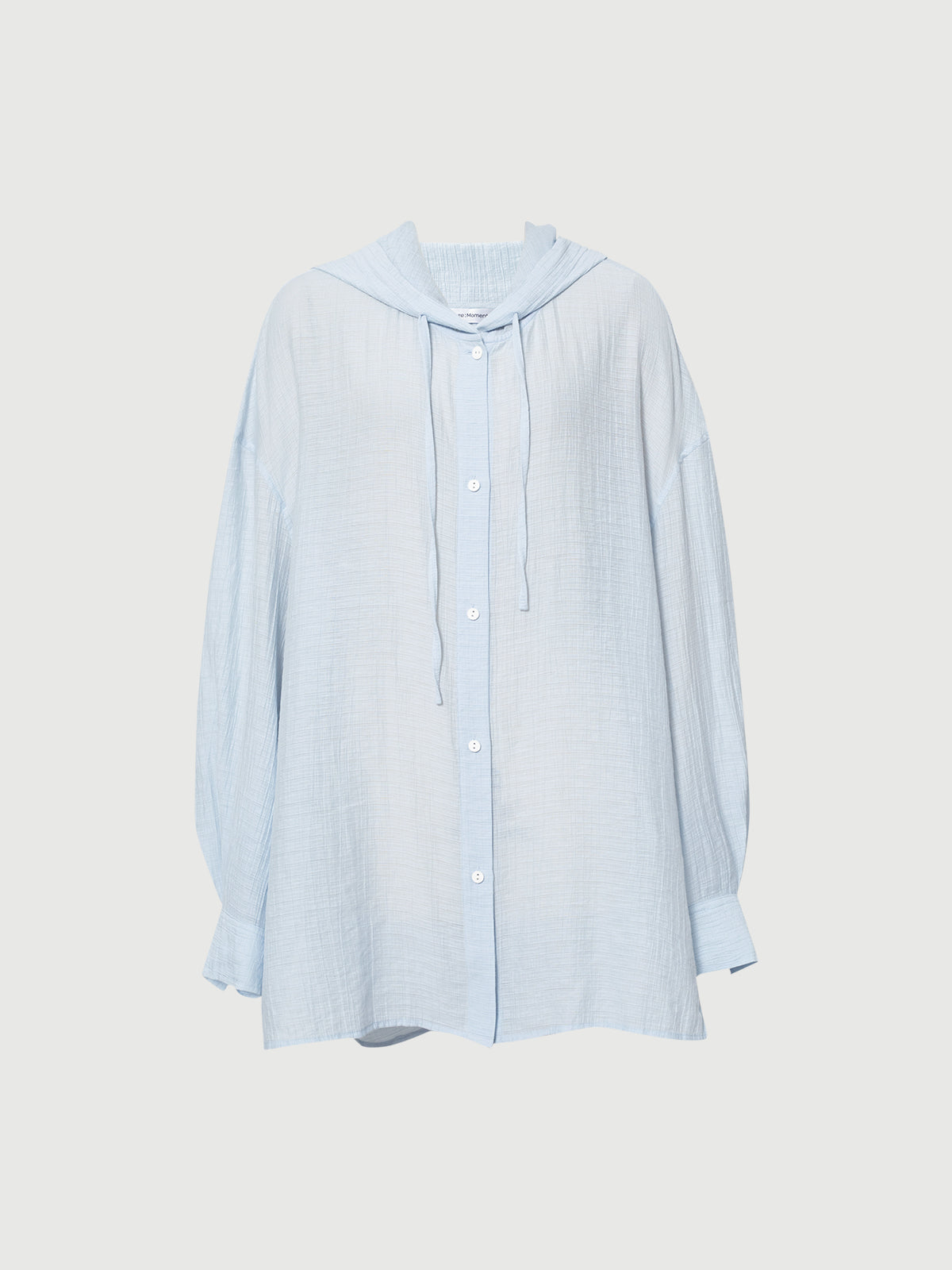 Linen-Cotton Hooded Long-Sleeve Shirt