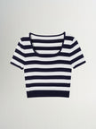 Striped Square-Neck Cropped T-Shirt