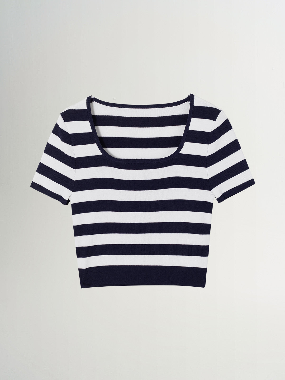 Striped Square-Neck Cropped T-Shirt