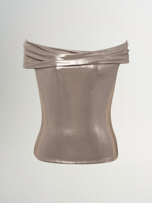 Load image 1 in gallery view. Off-Shoulder Sequin Fitted Top