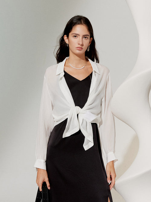 Load image 1 in gallery view. Textured Pure Silk Lightweight Overshirt