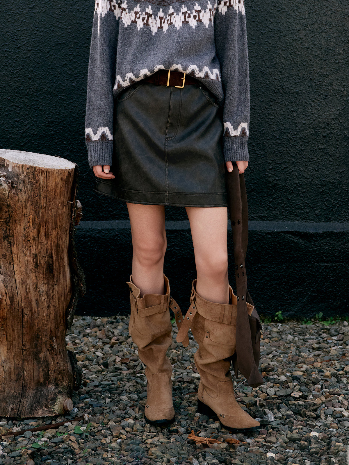 A-Line PU Mini Skirt