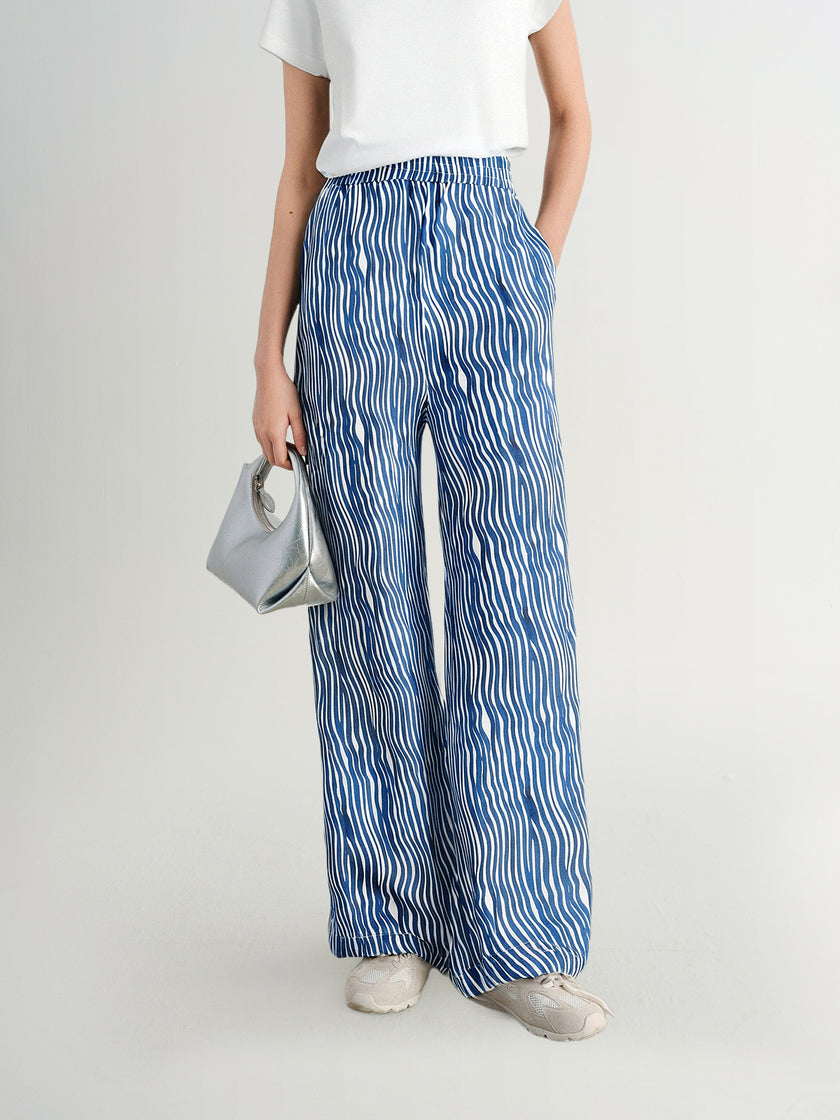 Wave Pattern Cotton Trousers