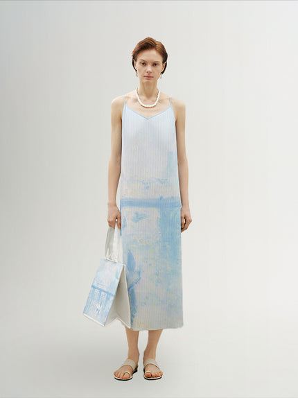 V Neck Pleated Slip Dress