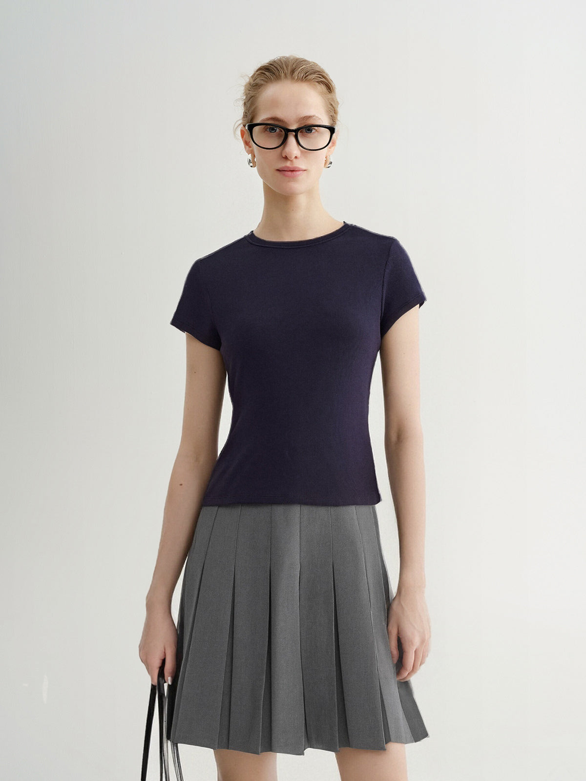 Black Crewneck Fitted T-Shirt