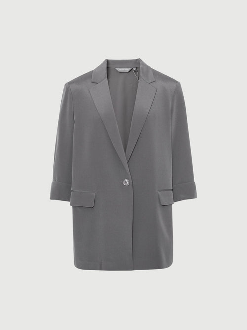 Load image 1 in gallery view. Single-Breasted Premium Silk Blazer