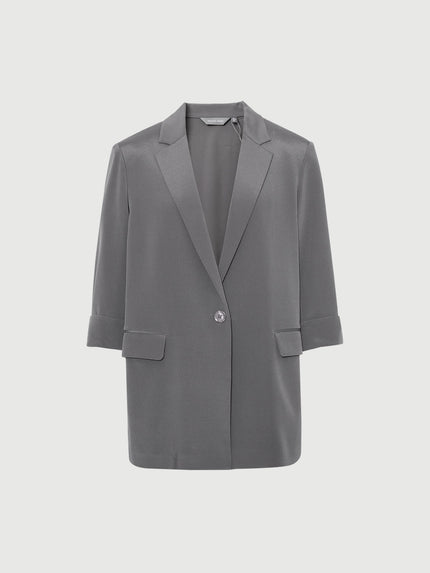 Single-Breasted Premium Silk Blazer