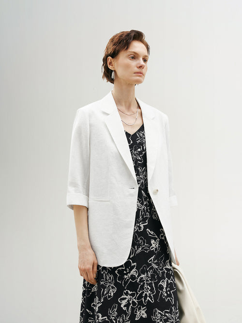 Load image 1 in gallery view. 100% Flax Blazer