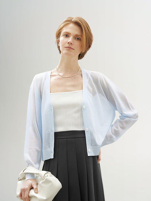 Load image 1 in gallery view. V Neck Knit Cardigan