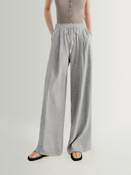 Grey Relaxed Straight-Leg Drawstring Pants