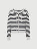 Wool-Blend Striped Hooded Zip Knit Cardigan