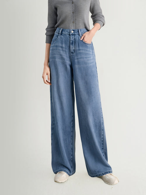 Load image 1 in gallery view. Vintage Blue Wide-Leg Jeans