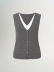 V-Neck Paneled Sleeveless Knit Top