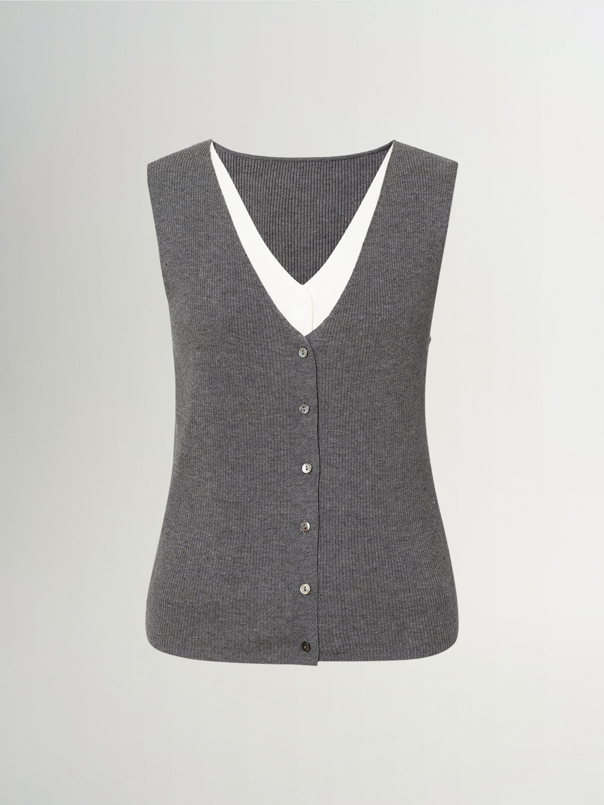 V-Neck Paneled Sleeveless Knit Top