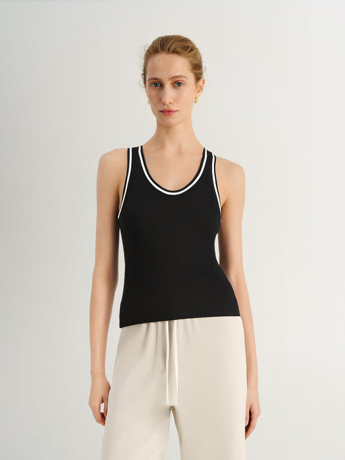 Load image 1 in gallery view. Crewneck Sleeveless Fitted Tank Vest