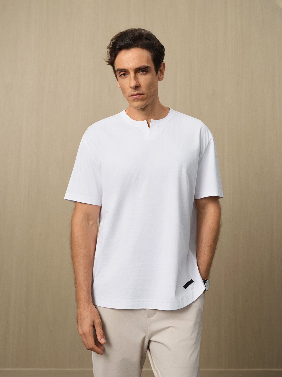 Men’s Split-Neck Short-Sleeve T-Shirt