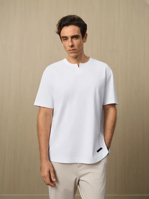 Load image 1 in gallery view. Men’s Split-Neck Short-Sleeve T-Shirt