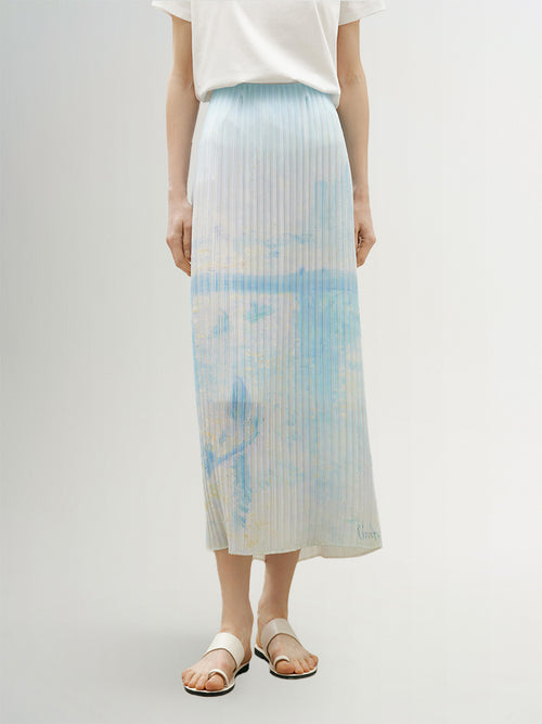 Load image 1 in gallery view. Straight-Cut Pleated Maxi Skirt