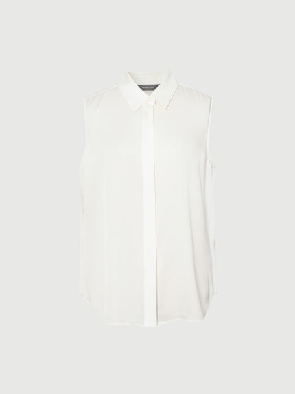 Sleeveless Silk Shirt Top