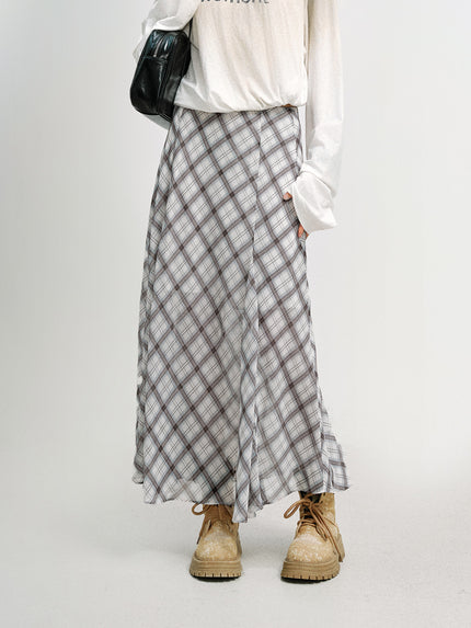 Plaid Ruffled Maxi Skirt