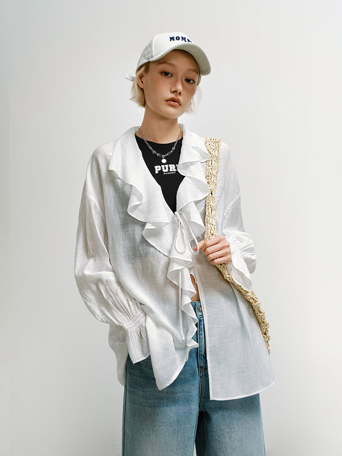 Lace-Collar Shirt Top