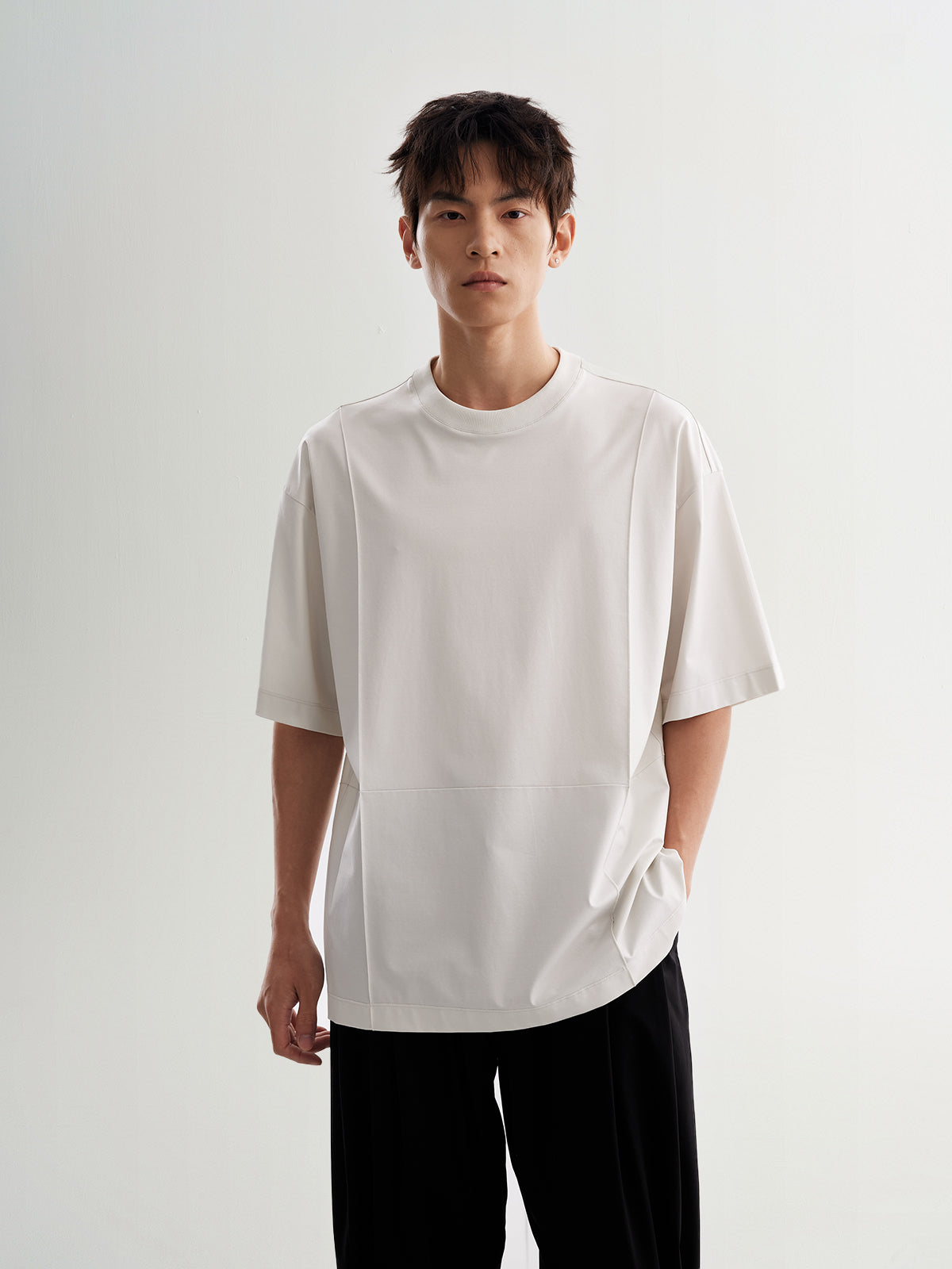 Light Gray Cotton-Blend Oversized Tee