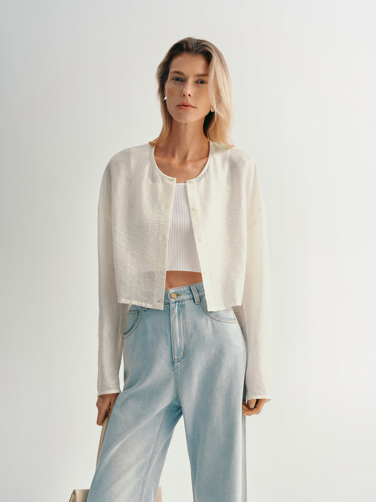 Lyocell Blend Cropped Jacket