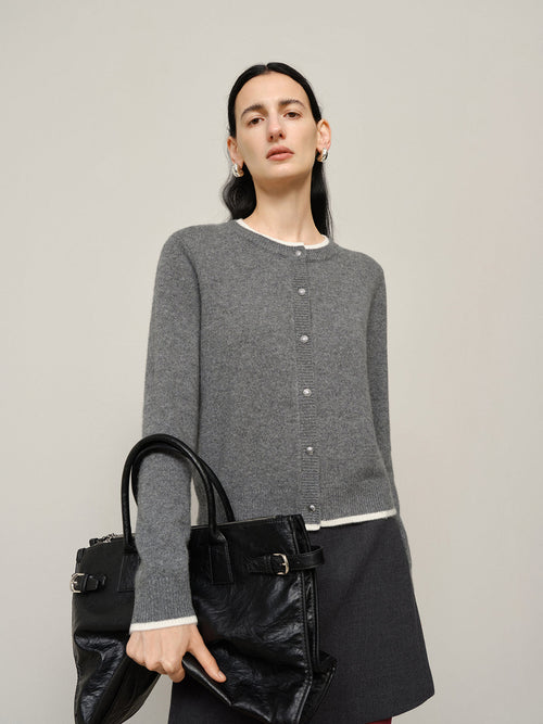 Load image 1 in gallery view. Pure Cashmere Contrast Binding Sweater