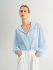 Light Blue Silk Hooded Jacket