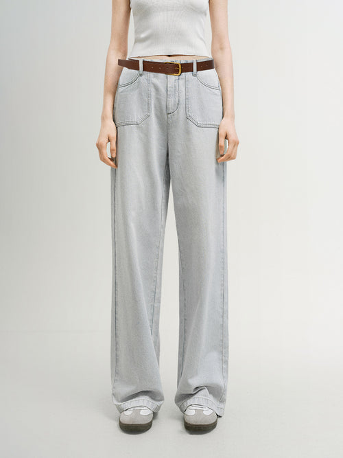Load image 1 in gallery view. Cotton Straight-Leg Jeans