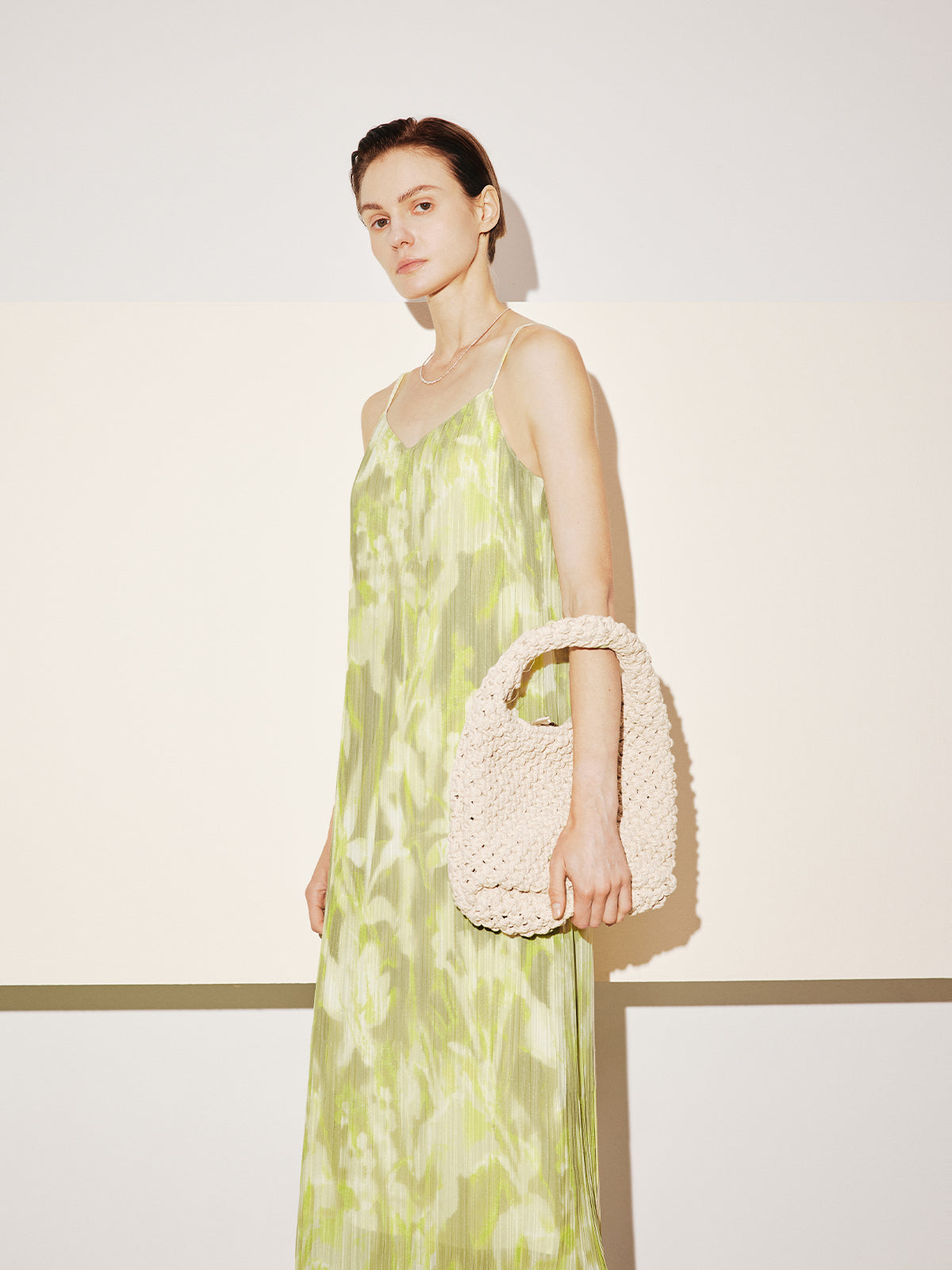 V Neck Straight Fit Floral Slip Dress